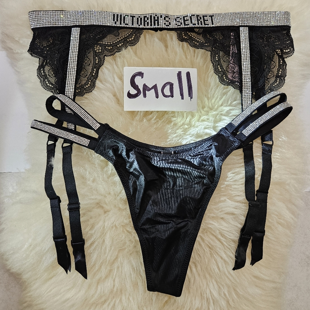 Victoria's Secret rhinestone garter belt & thong panty set - Small